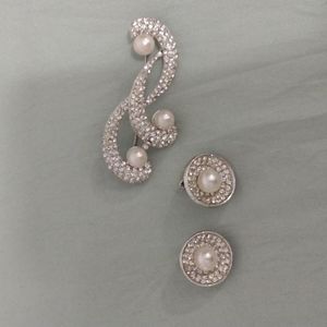 Vintage pin and clip earrings set